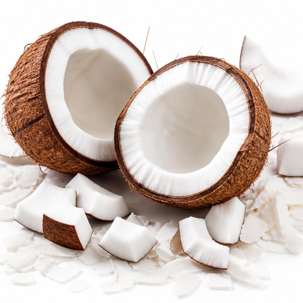 Coconut frozen yogurt in a bowl with fresh ingredients